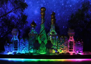 Glowing Bottle Castle and Capacitive Touch Piano