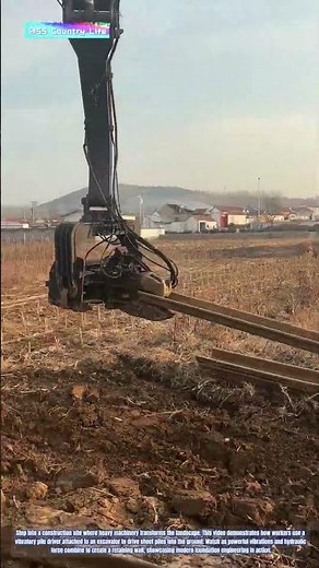 Workers Using Excavator-Mounted Vibratory Pile Driver to Install Sheet Piles