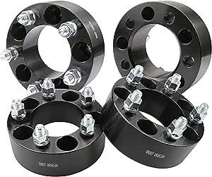 4 Pack 2 Inch Bolt-on Wheel Spacers 1/2-20 Studs, 5x4.5 to 5x4.5 (5x114.3) Bolt Pattern, 82.5mm Hub Bore, for Jeep XJ/MJ/ZJ/TJ, for Ford Explorer/Crown Victoria/Mustang, Dakota/Charger, Lincoln