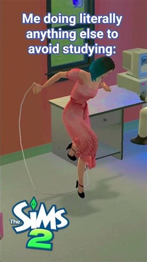 Jumping rope in high heels to avoid studying 😂👠 #sims2 #cozygaming