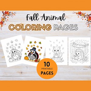 Autumn Animal Coloring Pages: 10 Printable Fall Illustrations (PDF) - Etsy
