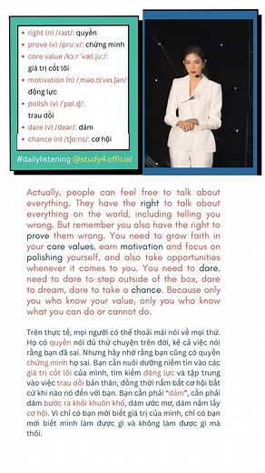 “You need to dare” #thuytien #ted #speech #dailylistening #motivation #study4 #english