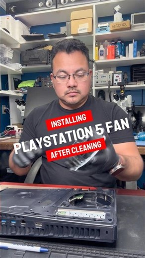 Installing PlayStation 5 fan after cleaning