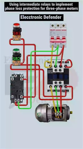 Using intermediate relays to implement phase loss protection for three-phase motors #ElecctronicDefender #ElectricalTips | Elecctronic Defined