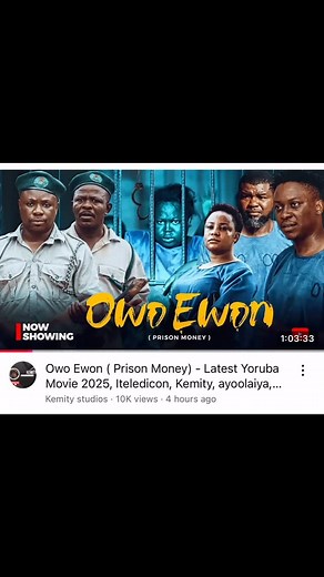 ARIYO OLUWAKEMISOLA APESIN on Instagram: "My NEW YOUTUBE OWO EWON (PRISON MONEY (MOVIE NOW SHOWING ON YOUTUBE VIA KEMITYSTUDIO Unusual story 🔥🔥🔥 Freedom is the most crucial thing to every being, and as an human we all have the right to be free, but in most cases, it can be taken if we misuse it. If you choose to be lawless, the law will take its course on you. Watch out for this fantastic movie Title : Prison money (Owo Ewon) Movie produce by @kemity Story by ARIYO OLUWAKEMISOLA APESIN Direct