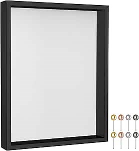 Califortree 11x14 Shadow Box Frame with Soft Linen Back - Metal Push Pins Included, Memory Large Shadow Box Display Case for Bouquet Awards Medals Wedding Photos and More, Black