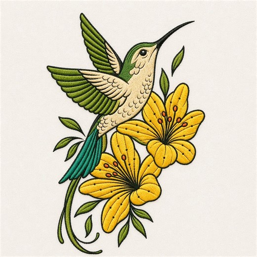 Hummingbird Embroidery Design, Bird Flower Embroidery File, Floral Hummingbird Machine Embroidery, Nature Bird Design, Instant Download - Etsy
