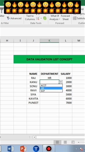 drop down list in excel #excel #ytshorts #trending
