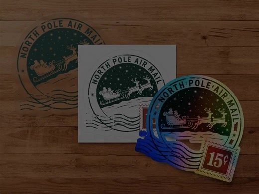 North Pole Air Mail Stamp, Santa Sleigh, Reindeer (digital Download) - Etsy