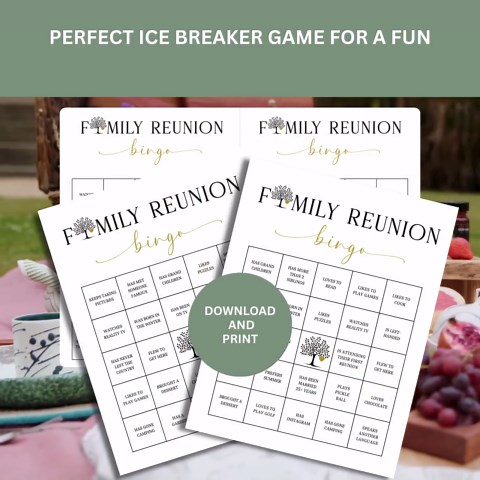 Family Reunion Bingo, Find the Guest Bingo, Family Reunion Games, Ice Breaker Games, Reunion Bingo, Family Reunion Ideas, Mingle Bingo - Etsy
