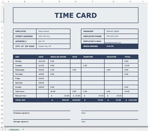 Employee Time Card Template | Excel Work Hours Tracker for Payroll & Timesheets - Etsy Australia