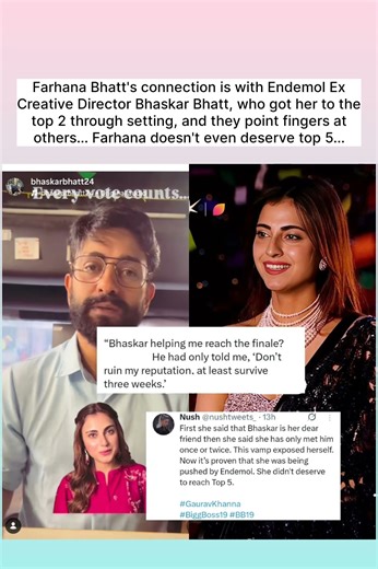 Farhana Bhatt's connection is with Endemol Ex Creative Director Bhaskar Bhatt🤔🤔 #biggboss