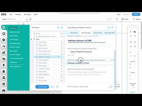 Changing page URLs in Wix