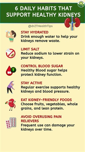 6 Daily Habits That Keep Your Kidneys Healthy | Dr. ZT’s Health Tips #healthtips