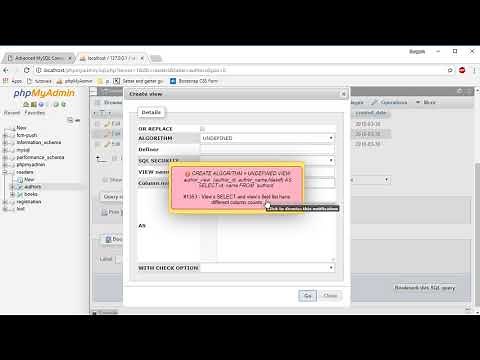 Create Update view in phpMyAdmin