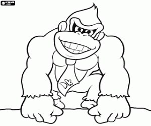 Donkey Kong, gorilla of Nintendo coloring page printable game
