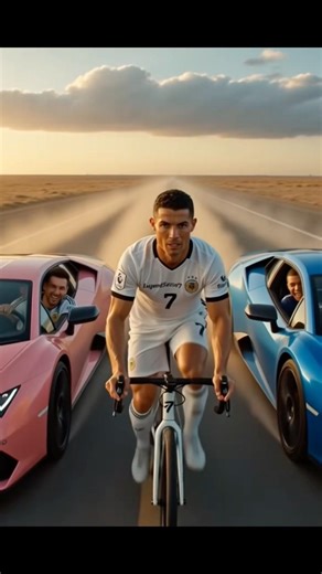 Ronaldo’s Epic Comeback 🚗🔥 | Bugatti vs Lamborghini | Messi & Mbappé #ronaldo #messi #mbappe