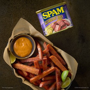 New SPAM® Korean BBQ Flavored! There’s so many ways to fry it. Like, even actual fries. Load it into your cart, then your frying pan, today! Available now at Walmart. | SPAM