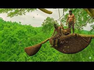 Heart Stopping Moment! Brave Man Battles Wild Bees on Sky High Tree | wild honey