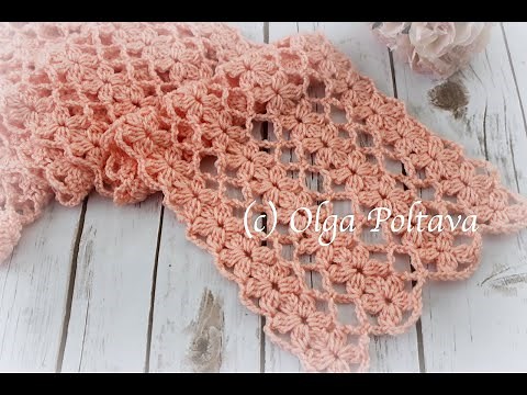 Como Tejer Bufanda con Flores, Tejidos a Ganchillo, Crochet Video Tutorial, Paso A Paso