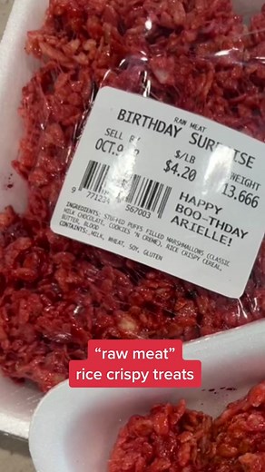 Spooky Halloween Recipe: Raw Meat Rice Crispy Treats