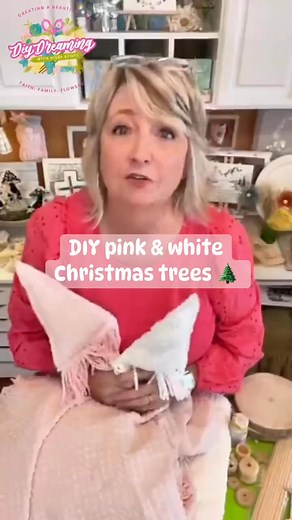 2.1K views · 33 reactions | ✨ Pink & white chenille Christmas trees =...