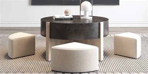 This Coffee Table With Stools Is the Ultimate Small-Space Furniture Hack