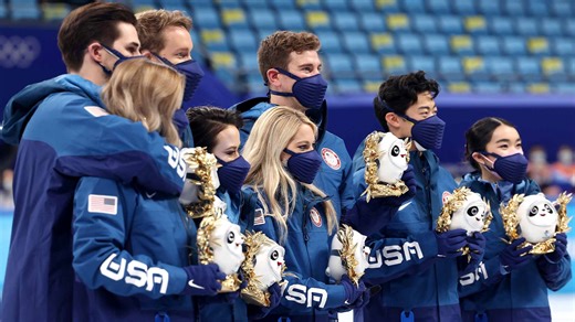 Figure skating team event victory ceremony