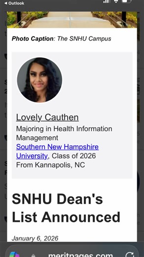 🎉 Dean’s List, Baby. Honored. Focused. Still climbing. I’m proud to share that I was named to the Dean’s List at Southern New Hampshire University for Fall 2025 while majoring in Health Information Management. This season wasn’t light work. It was discipline over comfort. Priorities over pressure. Showing up even when tired, and still excelling. The Dean’s List isn’t just about grades; it’s proof that consistency compounds. And the countdown? ⏳ 114 days until graduation May 1, 2026. One hundred