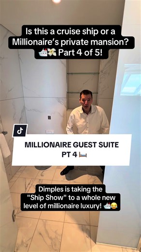 We live on a cruise ship (celebrity Xcel)and @Celebrity Cruises our friends just gave us the keys to a millionaire’s floating playground! 🛳️💎 This isn't just a room it is a literal status symbol with a view that never stays the same. Welcome to Part 4 of 5 where Dimples is kicking things off with his famous Ship Show sign off squat over the bidet before realizing he is not quite ready to go yet! 😂 If you have ever wondered who wouldn't want the best cabin on the best ship the answer is nobody