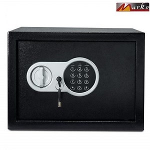 Coffre Fort à Serrure Électronique Avec Code PIN et 2 Clés, Fixations Murales et au sol 35×25×25cm