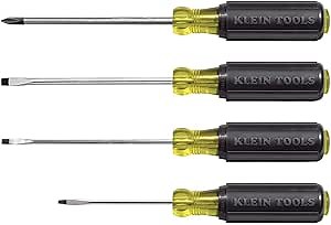 Klein Tools 85484 Screwdriver Set, Made in USA, Mini Slotted and Phillips Screwdrivers with Tip-Ident and Premium Chrome Plated Shafts, 4-Piece