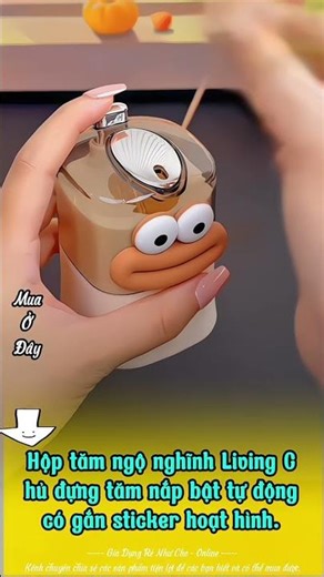 Hộp tăm ngộ nghĩnh Living C, hủ đựng tăm nắp bật tự động có gắn sticker hoạt hình dễ thương #hopdun