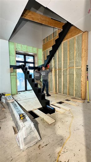 STAIRS4U.CA on Instagram: "Set up mono stringer staircase #stairs #reels #home"