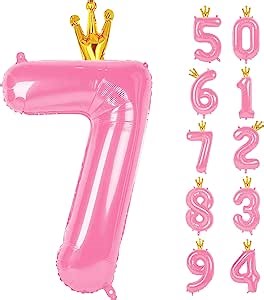 Pink 7 Balloon, 40 Inch Number Balloon, Pink Party Decorations, 7th Balloon Number, 17th 27th 37th 47th, Pink Seven Birthday Decorations, Number 7 Balloon