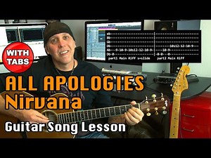 Nirvana All Apologies guitar song lesson with licks strum patterns and TABS