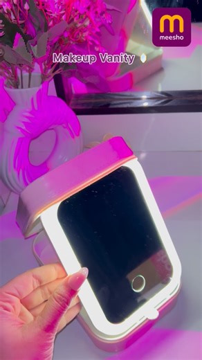 Meesho @meeshoapp on Instagram: "Glow anywhere, anytime ✨ Your portable vanity with LED magic Comment for link 🔗 Product code: 627462177 [Meesho, Meesho finds, portable makeup vanity, LED mirror, travel makeup organizer, beauty storage box, makeup case with light, vanity box, compact makeup box, dressing table mirror, makeup organizer for women, glow mirror Meesho app, shopping ] #meesho #explorepage #meeshotrendz #meeshofinds #meeshohaul meeshopicks meeshoapp shopping"