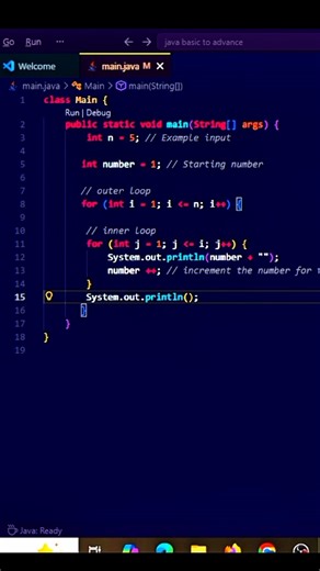 Floyd's Triangle in Java in 60 Seconds! 🔺 | Anand Yadav #Shorts