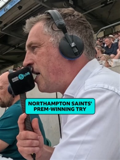 Chris Jones could not sit down 😂 Comms cam from that winning try! 🎙️ #Premrugby #prem #northampton #saints