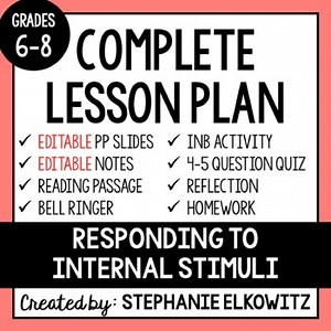 Responding to Internal Stimuli Lesson | Printable & Digital