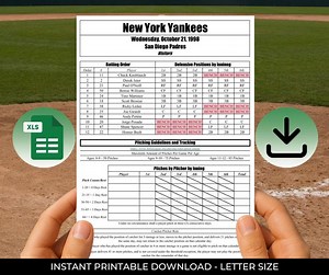 Baseball Dugout Sheet Excel Template | Little League Lineup & Position Tracker - Etsy UK