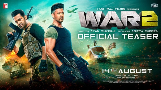 Double the fire. Double the fury. Pick your side. 🔥#War2Teaser out NOW. #War2 Hrithik Roshan | Jr NTR | #KiaraAdvani | #AyanMukerji | #YRFSpyUniverse Stay in the filmy loop: ► Like us on Facebook: Facebook/yrf ► Follow us on Instagram: Instagram/yrf ► Visit us on: yashrajfilms.com 🎬 TEASER VIDEO CREDITS: Movie: WAR 2 Starring: Hrithik Roshan, NTR, Kiara Advani Director: Ayan Mukerji Producer: Aditya Chopra Co-Producer: Akshaye Widhani Screenplay: Shridhar Raghavan Director of Photography: Benj