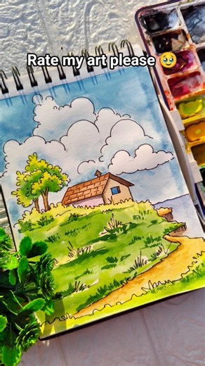 Anime landscape painting 🌠 | Easy Scenery drawing | #landscape #ratemyart #anime #animelandscape