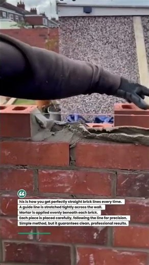 Perfect Straight Brick Line Every Time! #bricklaying #construction #masonry