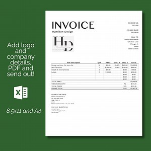 Modèle de facture à télécharger | Facile à utiliser | Excel | PDF et envoi | Téléchargeable | Numérique | 2 tailles - Etsy France