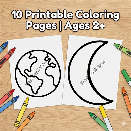 Age 2  Solar System Coloring Pages for Toddlers | 10 Simple Printable Sheets | Easy Space Activity | Planets, Sun, Rocket & Astronaut PDF - Etsy