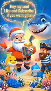 GIANT SHARK ATTACK?! 😲🦈 Santa Saves Christmas 🎅🎄 Funny Kids Song #shorts