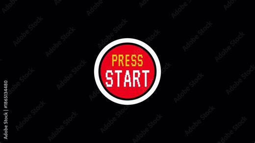 Press Start animation on transparent background, black retro game screen, start prompt, Classic video game intro, Vintage game UI, Animated start message, Press Start text video in 4k. Stock ビデオ