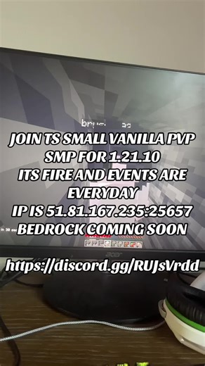 JOIN TS SMALL VANILLA PVP SMP FOR 1.21.10 ITS FIRE AND EVENTS ARE EVERYDAY IP IS 51.81.167.235:25657 BEDROCK COMING SOON https://discord.gg/RUJsVrdd