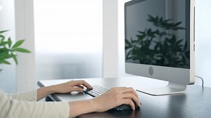 Close-up Womans Hand Using Desktop Computer Stock Footage Video (100% Royalty-free) 1100126413 | Shutterstock